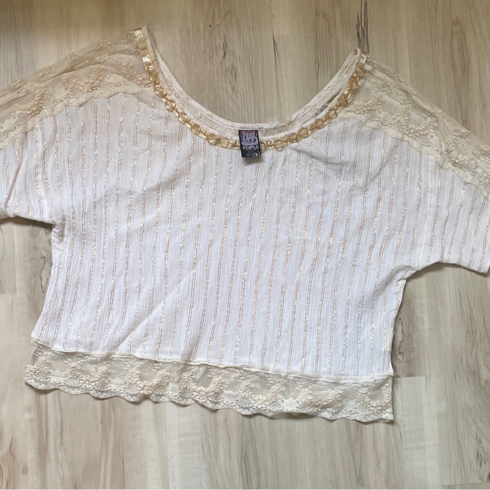 Free People Cream Lace Blouse